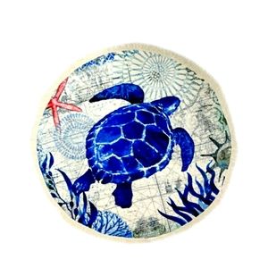 Sea Turtle Round Fringed Beach Towel or Blanket